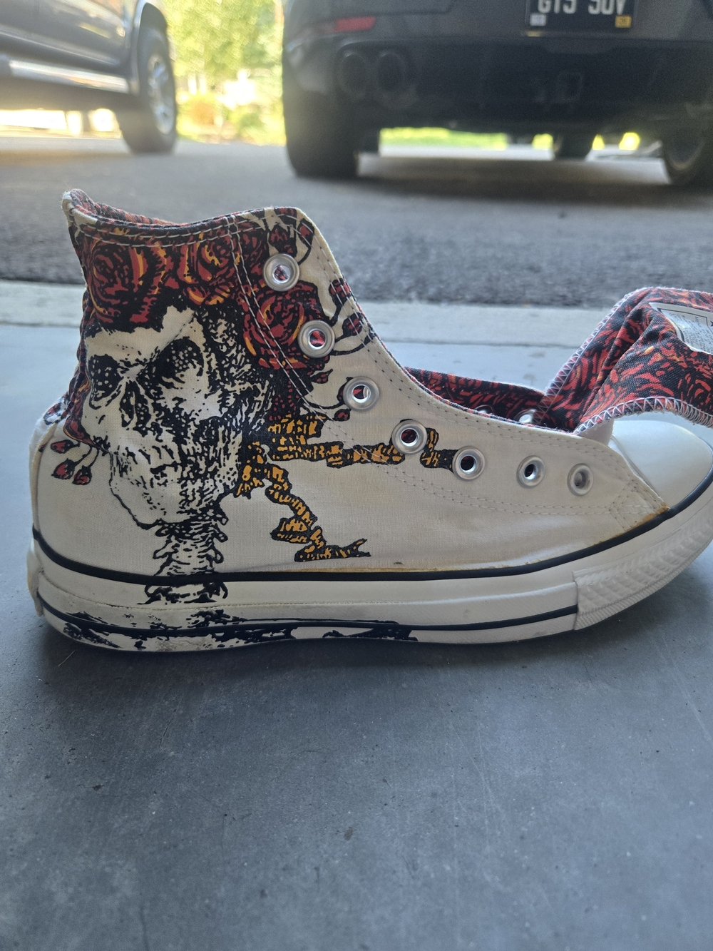 Rare Grateful Dead Converse Red and Black Rose Skull